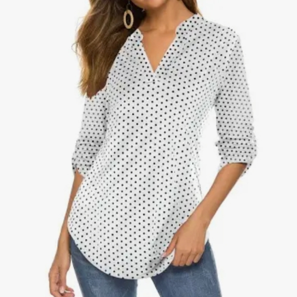 Misia black polka-dot popover top